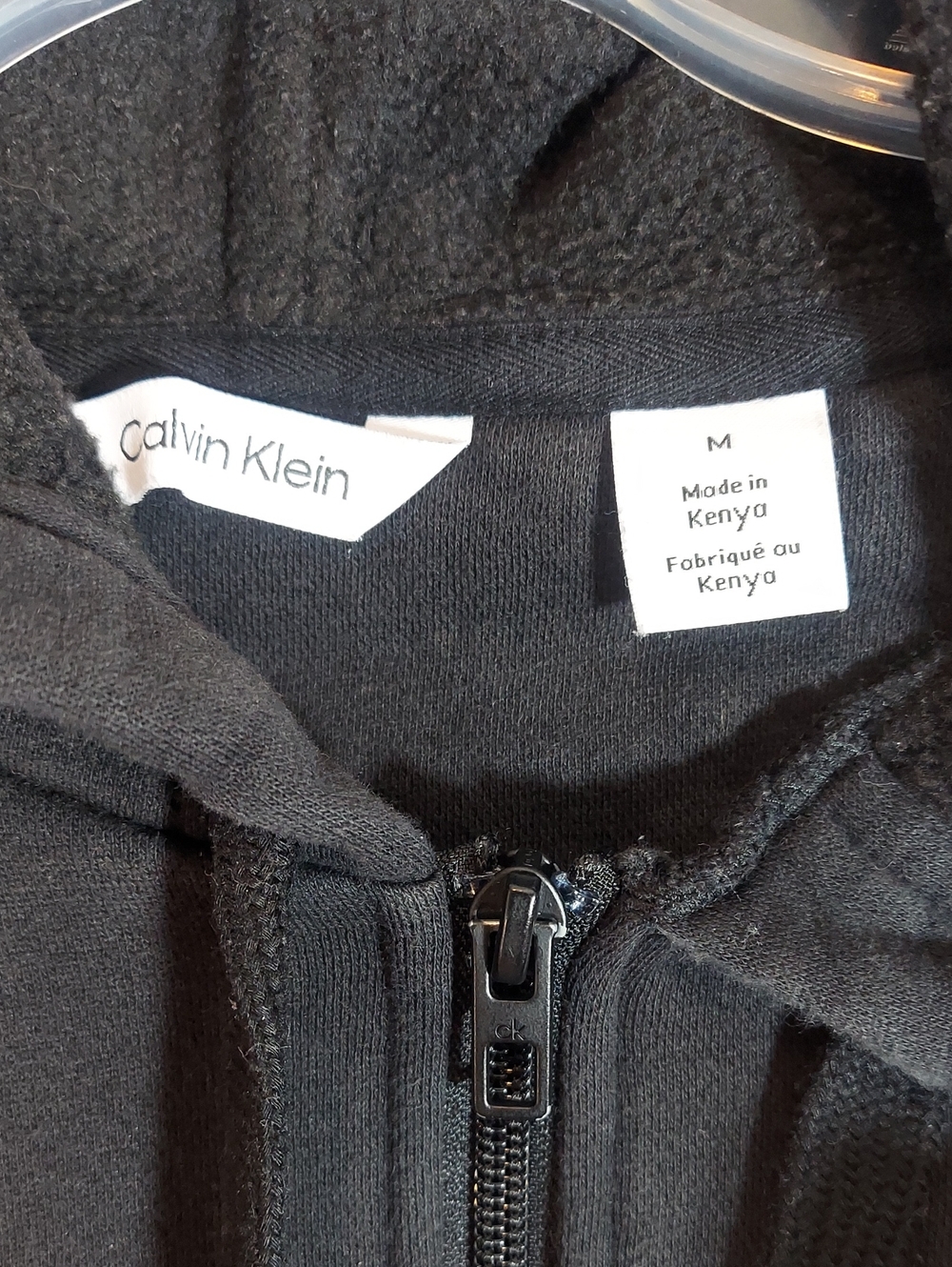 Calvin Klein Black CK Logo & Sleeve Stripe Full Zip Hoodie Jacket Medium - Picture 3 of 8